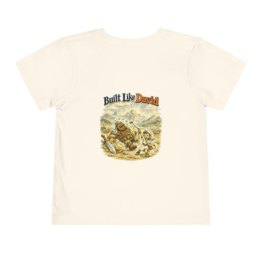 Built Like David Toddler Tee — Cute Biblical Goliath Design for Kids