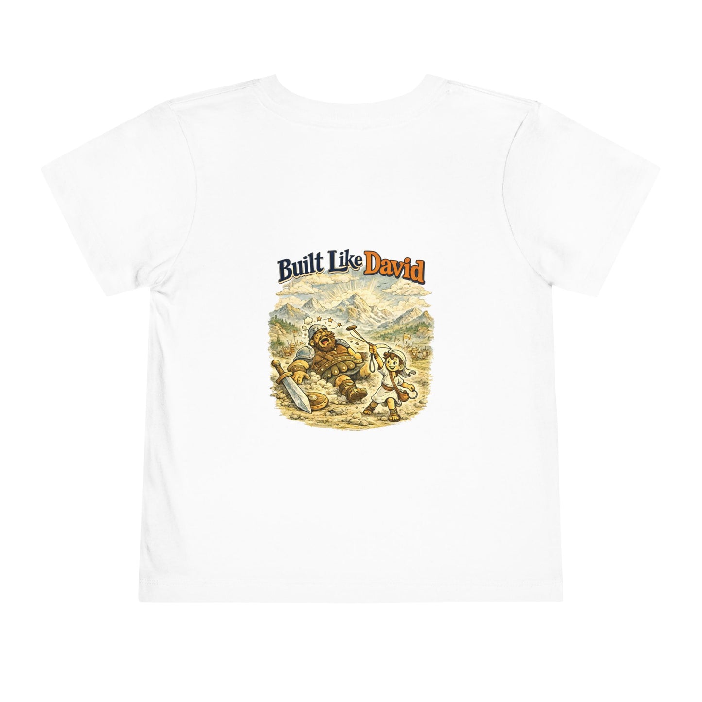 Built Like David Toddler Tee — Cute Biblical Goliath Design for Kids