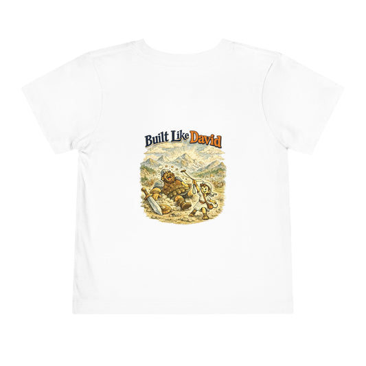 Built Like David Toddler Tee — Cute Biblical Goliath Design for Kids